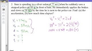 physics midterm #2 constant acceleration problem