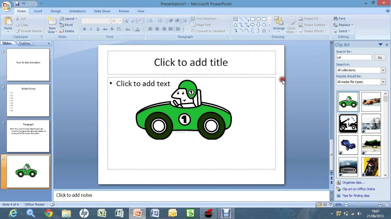 Microsoft Office PowerPoint 2007 Adding Animation - YouTube