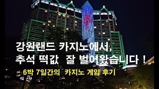 9월 초 6박 7일동안 강원랜드에서 추석 떡값을 벌어왔습니다. 카지노 게임후기.