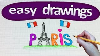 Easy drawings #170  How to draw Paris / How to draw Eiffel Tower 💘