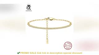 ORSA JEWELS 14K Gold Plated Paperclip Chains Tennis Bracelet For Women 925 Sterling Silver Handmade