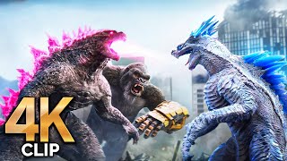 Godzilla & Kong Vs Shimo & Skar King - Fight Scene | GODZILLA X KONG THE NEW EMPIRE Movie CLIP 4K