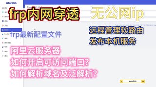 最新frp内网穿透教程(上)|无公网ip实现远程管理软路由发布本机服务|阿里云服务器开启可访问端口,解析域名及泛解析|nginx配置实现无端口号访问