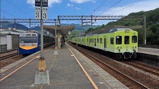 4172次樹林發車經由宜蘭線開往蘇澳的EMU723+EMU724阿福號區間車，和8784B次福隆發車經由宜蘭線開往富岡基地的單組EMU500型四輛一編組EMU583新山嵐號試運轉觀光列車