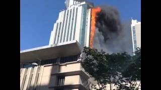 Building fire China Nanjing 南京新街口隆盛大厦失火