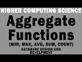 Higher DDD Lesson 9 - Aggregate functions (MIN, MAX, AVG, SUM, COUNT)