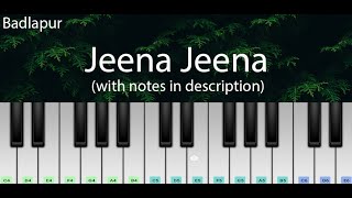 Jeena Jeena (Badlapur) | Easy Piano Tutorial with Notes in Description | Perfect Piano