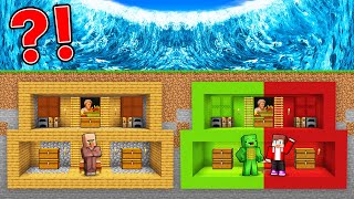 Villager Bunker and Mikey \u0026 JJ Bunker vs TSUNAMI in Minecraft (Maizen)