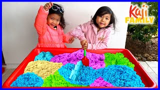 Emma and Kate play with Kinetic Sand Rainbow Kids Toys!!!