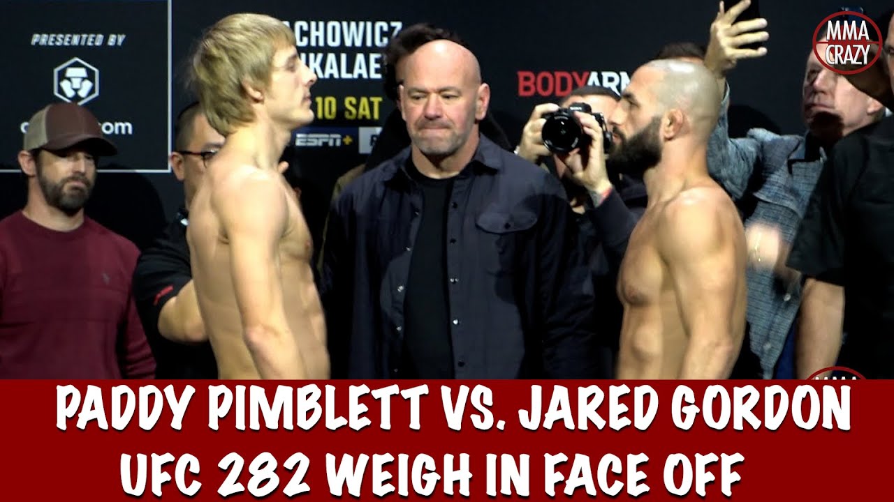 UFC 282: Paddy Pimblett Vs Jared Gordon Weigh In Face Off - YouTube