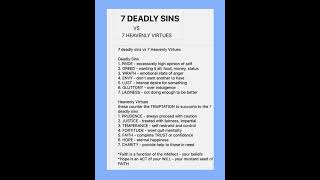 7 Deadly sins vs HEAVENLY VIRTUES