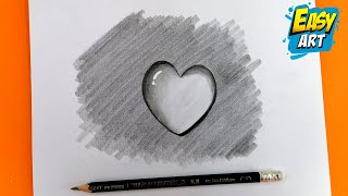 🟥 Dibujos 3D -  Como Dibujar un CORAZON en 3D a lapiz - How to Draw 3D HEART - Easy Art