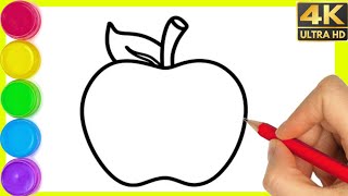 How to draw a Apple || Apple Drawing easy step by step simple drawing || Drawing