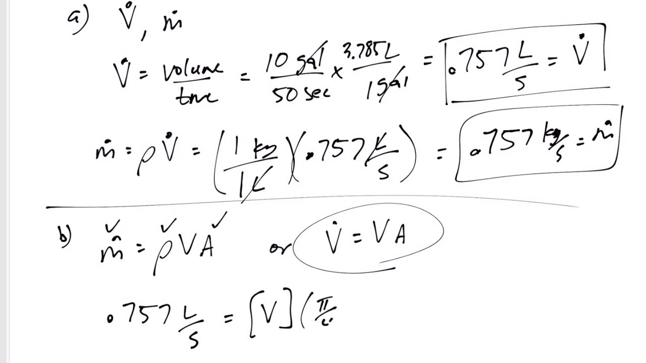 Thermodynamics - 5-1 Mass And Volumetric Flow Rate Example 1 - YouTube