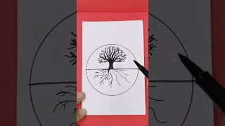 🟢 Como Dibujar un Paisaje con Arboles Blanco y Negro ✅ Easy Art