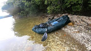 パックラフトにパックロッドとキャンプ道具を積んで海釣りと川釣りをしたよ！