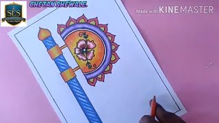 How to Draw Beautiful Hand Fan Design by using colour Pencil...