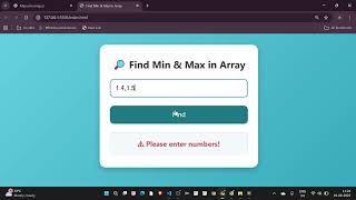 JavaScript Array Project 🚀 | Find Min & Max Value with HTML, CSS, JS