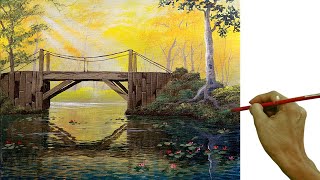 Acrylic Landscape Painting in Time-lapse / Wooden Bridge / JMLisondra