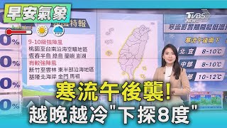 寒流午後襲! 越晚越冷「下探8度」｜氣象主播 張蕙纖｜早安氣象｜TVBS新聞 20250207 @TVBSNEWS02