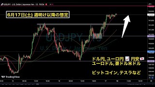 【ドル円 USDJPY 】上昇継続でまもなく142円台 !! ユーロ円, ユーロドルなど 週明け以降(6/19~) の想定【6月17日(土), FX為替】円安, テスラ TSLA, ビットコインBTC