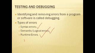 Testing Debugging | Program Maintenance | Program Documentation