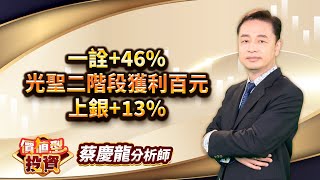 中視【價值型投資】20241011#蔡慶龍：一詮+46% 光聖二階段獲利百元 上銀+13%#中視 #中視新聞 #蔡慶龍 #價值型投資 #摩爾證券投顧