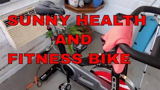 Sunny Health and Fitness Bike using the Peloton App.