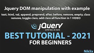 Jquery Tutorial | Append | Prepend | After | Before | Remove | Empty | Add Remove Class | Jquery