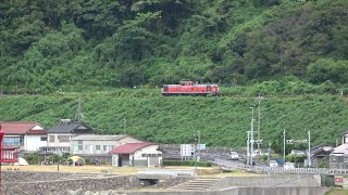 田儀の町を疾走するDD51-1179号機　山陰迂回貨物に向けた試運転列車(2018/8/15)