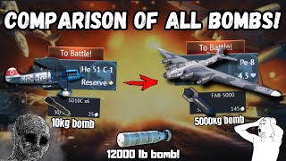 From SMALLEST to BIGGEST Bomb in War Thunder!💣🔥| I use EVERY bomb Size! (You can't miss this)☢️