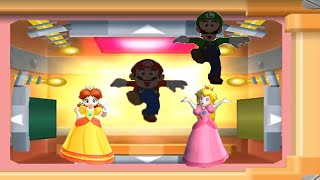 Mario Party 7 Minigames - 8 Player Ice Battle - Mario Vs Luigi Vs Yoshi Vs Peach (Master Cpu)