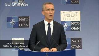 Jens Stoltenberg speaks after a NATO summit in Brussels