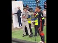 virgil van dijk pushes a fan during interview