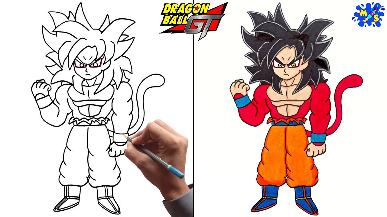 Goku Super Saiyan 4 Drawing || How To Draw Goku Super Saiyan 4 Full ...