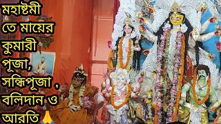 রামকৃষ্ণ আশ্রমে মহাষ্টমী তে মায়ের কুমারী পূজা, সন্ধিপূজা বলিদান ও আরতি 🙏🙏🌷🌷🌺🌺🌿🌿@APLifestyle441