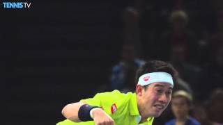 Nishikori Drops His Racquet Paris 2015