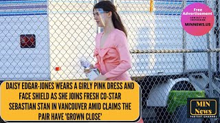 Daisy Edgar-Jones wears a girly pink dress and face shield as she joins Fresh co-star