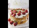 Angel Food Cake with Layers of Strawberries and Stabilized Whipped Cream