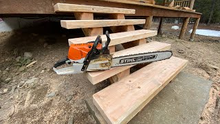 Building a Rustic Stairway | Handcrafted with chainsaw.