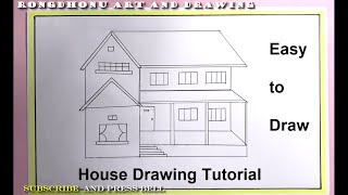 How to Draw a House Easy Step by Step | Cottage house easy draw tutorial for Beginners💖