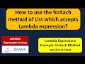 How to use the forEach method of List which accepts Lambda expression?  | Lambda expression