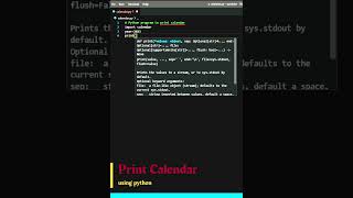 Print calendar using python code #coding #shorts #programming #pythonprogramming #python