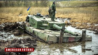 US and Germany Tanks Stuck in Ukrainian Mud - Abrams Tank Tows Mud-submerged Leopard 2 Tanks