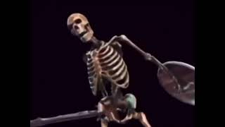 yelling skeleton banging shield