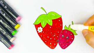 Easy Strawberry Drawing || How to Draw Strawberry Step by Step || Draw Strawberry Fruit.