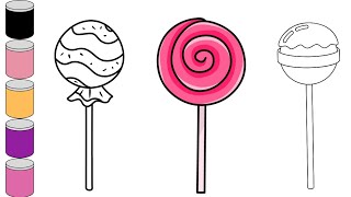 How To Draw A Lollipops | Lollipops Easy Drawing Method | Step By Step For Kids \u0026 Toddlers