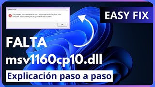 How to Fix msv1160cp10.dll Files Missing Error in Windows 11