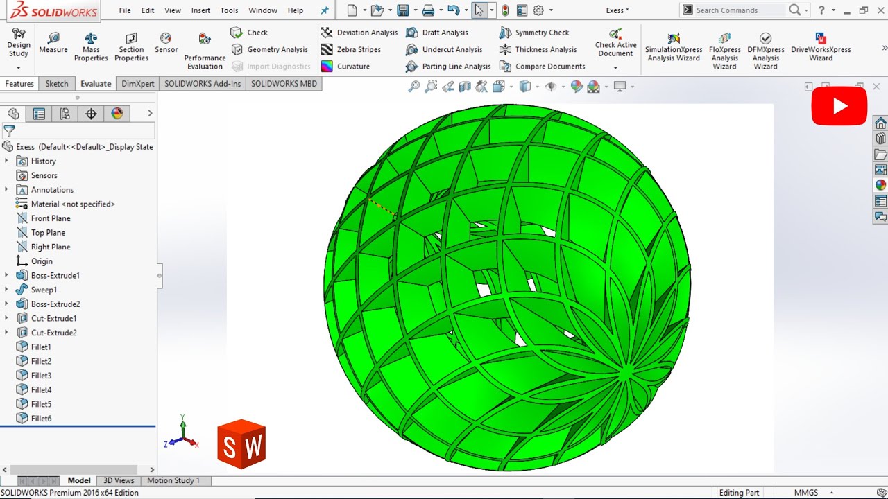 SolidWorks Tutorial: Exercise On Advance Surface Modeling - YouTube