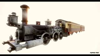 Treno a vapore fine 800 ricostruzione 3d-Steam train 19th century, 3d reconstruction